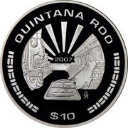 Mexico 10 Pesos Quintana Roo 2007 Mo Proof KM# 837 QUINTANA ROO 2007 MO 10$ coin reverse Mexico 10 Pesos Quintana Roo 2007 Mo Proof KM# 837 QUINTANA ROO 2007 MO 10$ coin reverse