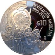Mexico 10 Pesos Locomotive at Cuernavaca 2010 Mo Proof KM# 938 REVOLUCIÓN MEXICANA 1910-2010 $10 MO coin reverse Mexico 10 Pesos Locomotive at Cuernavaca 2010 Mo Proof KM# 938 REVOLUCIÓN MEXICANA 1910-2010 $10 MO coin reverse