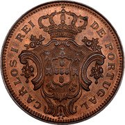 Portugal 10 Reis Carlos I Pattern 1901  CARLOS I REI DE PORTUGAL coin obverse Portugal 10 Reis Carlos I Pattern 1901  CARLOS I REI DE PORTUGAL coin obverse