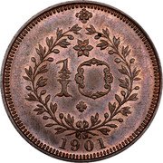 Portugal 10 Reis Carlos I Pattern 1901  10 1901 coin reverse Portugal 10 Reis Carlos I Pattern 1901  10 1901 coin reverse