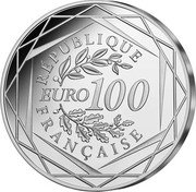 France 100 Euro (Disney 100. Mickey Mouse) RÉPUBLIQUE FRANÇAISE EURO 100 coin obverse