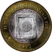 Mexico 100 Pesos State Of Baja California Sur 2005 Mo KM# 725 ESTADO DE BAJA CALIFORNIA SUR 2005 $100 MO coin reverse Mexico 100 Pesos State Of Baja California Sur 2005 Mo KM# 725 ESTADO DE BAJA CALIFORNIA SUR 2005 $100 MO coin reverse