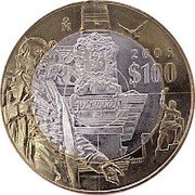 Mexico 100 Pesos State of Guanajuato 2006 Mo KM# 789 MO 2006 $100 GUANAJUATO coin reverse Mexico 100 Pesos State of Guanajuato 2006 Mo KM# 789 MO 2006 $100 GUANAJUATO coin reverse