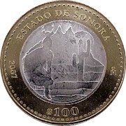 Mexico 100 Pesos State of Sonora 2007 Mo KM# 855 ESTADO DE SONORA 2007 MO $100 coin reverse Mexico 100 Pesos State of Sonora 2007 Mo KM# 855 ESTADO DE SONORA 2007 MO $100 coin reverse