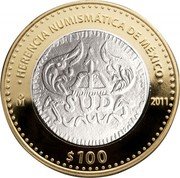 Mexico 100 Pesos Insurgent Coin of Morelos 2011 Mo Prooflike KM# 952 HERENCIA NUMISMATICA DE MEXICO MO 2011 $100 SUD coin reverse