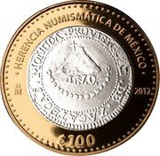 Mexico 100 Pesos Provisional Realist Coin 2012 Mo Prooflike KM# 965 HERENCIA NUMISMATICA DE MEXICO MO 2012 $100 coin reverse Mexico 100 Pesos Provisional Realist Coin 2012 Mo Prooflike KM# 965 HERENCIA NUMISMATICA DE MEXICO MO 2012 $100 coin reverse