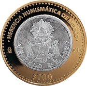 Mexico 100 Pesos Balanza Coin 2013 Mo Prooflike KM# 973 HERENCIA NUMISMATICA DE MEXICO MO 2013 $100 coin reverse Mexico 100 Pesos Balanza Coin 2013 Mo Prooflike KM# 973 HERENCIA NUMISMATICA DE MEXICO MO 2013 $100 coin reverse