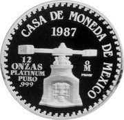 Mexico 12 Onzas (200th Anniversary of U.S.A. Constitution) X# MB42 CASA DE MONEDA DE MEXICO 1987 OM PROOF 12 ONZAS PLATINUM PURO.999 coin obverse Mexico 12 Onzas (200th Anniversary of U.S.A. Constitution) X# MB42 CASA DE MONEDA DE MEXICO 1987 OM PROOF 12 ONZAS PLATINUM PURO.999 coin obverse