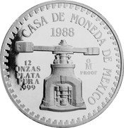 Mexico 12 Onzas X# MB52 Estados Unidos Mexicanos CASA DE MONEDA DE MEXICO 1988 OM PROOF 12 ONZAS PLATA PURA .999 coin obverse Mexico 12 Onzas X# MB52 Estados Unidos Mexicanos CASA DE MONEDA DE MEXICO 1988 OM PROOF 12 ONZAS PLATA PURA .999 coin obverse