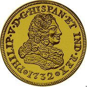 Mexico 12 Onzas (Philip V 1732 Replica) X# MB61 PHILIP V D G HISPAN ET IND REX 1732 coin obverse Mexico 12 Onzas (Philip V 1732 Replica) X# MB61 PHILIP V D G HISPAN ET IND REX 1732 coin obverse
