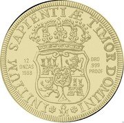 Mexico 12 Onzas (Philip V 1732 Replica) X# MB61 12 ONZAS 1988 ORO 999 PROOF INITIUM SAPIENTIÆ TIMOR DOMINI MO coin reverse Mexico 12 Onzas (Philip V 1732 Replica) X# MB61 12 ONZAS 1988 ORO 999 PROOF INITIUM SAPIENTIÆ TIMOR DOMINI MO coin reverse