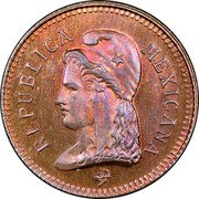 Mexico 2 Centavos (80th Independence Anniversary Pattern) X# NC21 REPUBLICA MEXICANA coin obverse Mexico 2 Centavos (80th Independence Anniversary Pattern) X# NC21 REPUBLICA MEXICANA coin obverse