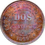 Mexico 2 Centavos (80th Independence Anniversary Pattern) X# NC15 ESTADO DE NUEVO LEON DOS CENTAVOS 1890 coin reverse Mexico 2 Centavos (80th Independence Anniversary Pattern) X# NC15 ESTADO DE NUEVO LEON DOS CENTAVOS 1890 coin reverse