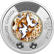 Canada 2 Dollars (100th Anniversary of the Birth of Jean Paul Riopelle. Coloured) 2 DOLLARS CANADA RIOPELLE 100 coin reverse Canada 2 Dollars (100th Anniversary of the Birth of Jean Paul Riopelle. Coloured) 2 DOLLARS CANADA RIOPELLE 100 coin reverse