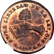 Mexico 2 Escudos (Pattern) LA LIBERTAD EN LA LEY 2E MO 1869 C H 21 QS coin reverse Mexico 2 Escudos (Pattern) LA LIBERTAD EN LA LEY 2E MO 1869 C H 21 QS coin reverse