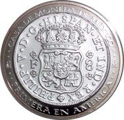 Mexico 2 Onzas (275th Anniversary of the First Columnaria) PHILIP V D. G. HISPAN. ET IND. REX F 8 PRIMERA EN AMÉRICA CASA DE MONEDA DE MÉXICO coin obverse Mexico 2 Onzas (275th Anniversary of the First Columnaria) PHILIP V D. G. HISPAN. ET IND. REX F 8 PRIMERA EN AMÉRICA CASA DE MONEDA DE MÉXICO coin obverse
