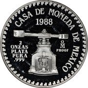 Mexico 2 Onzas Seoul Summer Games 1988 Mo Proof X# MB51 CASA DE MONEDA DE MEXICO 1988 OM PROOF 2 ONZAS PLATA PURA .999 coin obverse Mexico 2 Onzas Seoul Summer Games 1988 Mo Proof X# MB51 CASA DE MONEDA DE MEXICO 1988 OM PROOF 2 ONZAS PLATA PURA .999 coin obverse