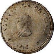Mexico 2 Pesos Provisional Government Coinage 1915 KM# 746 ESTADO L YS DE OAXACA 1915 coin obverse Mexico 2 Pesos Provisional Government Coinage 1915 KM# 746 ESTADO L YS DE OAXACA 1915 coin obverse