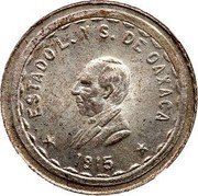 Mexico 2 Pesos Provisional Government Coinage 1915 KM# 744 ESTADO L. Y S. DE OAXACA 1915 coin obverse Mexico 2 Pesos Provisional Government Coinage 1915 KM# 744 ESTADO L. Y S. DE OAXACA 1915 coin obverse