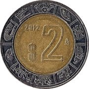 Mexico 2 Pesos Eagle. Circulation Coin 2012 Mo KM# 604 2019 $2 MO coin reverse Mexico 2 Pesos Eagle. Circulation Coin 2012 Mo KM# 604 2019 $2 MO coin reverse