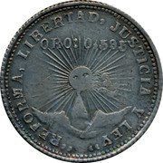 Mexico 2 Pesos (Revolution Coinage) REFORMA, LIBERTAD, JUSTICIA Y LEY ORO: 0.595 coin reverse Mexico 2 Pesos (Revolution Coinage) REFORMA, LIBERTAD, JUSTICIA Y LEY ORO: 0.595 coin reverse