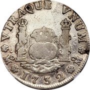 Mexico 2 Reales Felipe V Pattern 1732 Mo VTRAQUE VNUM MO 1732 MO coin reverse