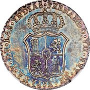 Mexico 2 Reales Fernando VII Proclamation Coinage 1808  FERNANDO VII REY DE ESPAÑA Y DE LAS YNDIAS coin obverse Mexico 2 Reales Fernando VII Proclamation Coinage 1808  FERNANDO VII REY DE ESPAÑA Y DE LAS YNDIAS coin obverse