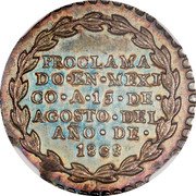 Mexico 2 Reales Fernando VII Proclamation Coinage 1808  PRCLAMA DO EN MEXI CO A 13 DE AGOSTO DEL AÑO DE 1808 coin reverse Mexico 2 Reales Fernando VII Proclamation Coinage 1808  PRCLAMA DO EN MEXI CO A 13 DE AGOSTO DEL AÑO DE 1808 coin reverse