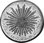 Mexico 2 Reales Radiant Cap Pattern 1832Do RL KM# Pn31 2 R. DO. 1832. R. L. 10 DS. 20 GS. LIBERTAD coin reverse Mexico 2 Reales Radiant Cap Pattern 1832Do RL KM# Pn31 2 R. DO. 1832. R. L. 10 DS. 20 GS. LIBERTAD coin reverse