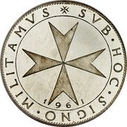 Malta 2 Scudi (Ernesto Trial Strike) X# PR2 SVB HOC SIGNO MILITAMVS 1961 coin obverse