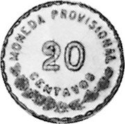 Mexico 20 Centavos Provisional Government Coinage. Oaxaca 1915 KM# 728 20 CENTAVOS MONEDA PROVISIONAL coin reverse Mexico 20 Centavos Provisional Government Coinage. Oaxaca 1915 KM# 728 20 CENTAVOS MONEDA PROVISIONAL coin reverse