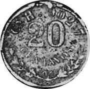 Mexico 20 Centavos Buelna. Carrasco ND ND(1898 - 1905) KM# 765 20 CENTAVOS CN H 902.7 coin reverse