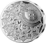 France 20 Euro (Lunar Year of the Dragon) RF 20 EURO CALENDRIER CHINOIS 2018 2019 2020 2021 2022 2023 2024 2025 2026 2027 2028 2029 coin obverse