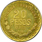 Mexico 20 Pesos Provisional Government Coinage 1915 KM# 753 coin reverse Mexico 20 Pesos Provisional Government Coinage 1915 KM# 753 coin reverse