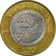 Mexico 20 Pesos Centenary of the Air Forces 2015 KM# 986 VEINTE PESOS 2015 MO FUERZA AÉREA MEXICANA 1915 - 2015 100 AÑOS SALVAGUARDANDO EL ESPACIO AÉREO NACIONAL $20 coin reverse Mexico 20 Pesos Centenary of the Air Forces 2015 KM# 986 VEINTE PESOS 2015 MO FUERZA AÉREA MEXICANA 1915 - 2015 100 AÑOS SALVAGUARDANDO EL ESPACIO AÉREO NACIONAL $20 coin reverse