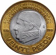 Mexico 20 Pesos Bicentennial of the Death of Jose Maria Morelos y Pavon 2015 KM# 987 BICENTENARIO LUCTUOSO DEL GENERALÍSIMO JOSÉ MARÍA MORELOS Y PAVÓN 1815 MO 2015 VEINTE PESOS coin reverse Mexico 20 Pesos Bicentennial of the Death of Jose Maria Morelos y Pavon 2015 KM# 987 BICENTENARIO LUCTUOSO DEL GENERALÍSIMO JOSÉ MARÍA MORELOS Y PAVÓN 1815 MO 2015 VEINTE PESOS coin reverse