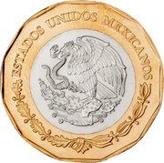 Mexico 20 Pesos Bicentenary of the Navy-Armed of Mexico 2022 M° ESTADOS UNIDOS MEXICANOS coin obverse Mexico 20 Pesos Bicentenary of the Navy-Armed of Mexico 2022 M° ESTADOS UNIDOS MEXICANOS coin obverse