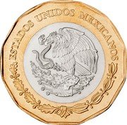 Mexico 20 Pesos Bicentenial of National Independence 2021 M° ESTADOS UNIDOS MEXICANOS coin obverse Mexico 20 Pesos Bicentenial of National Independence 2021 M° ESTADOS UNIDOS MEXICANOS coin obverse