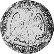 Mexico 20 Pesos (Countermarked) X# 5 MUERA HUERTA EJERCITO CONSTITUCIONALISTA coin reverse