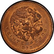 Mexico 20 Pesos (Coyolxauhqui Pattern) VEINTE PESOS 1978 MO coin reverse