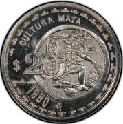 Mexico 20 Pesos Uniface Jugador De Pelota Pattern 1980 Mo CULTURA MAYA $20 1980 MO coin reverse Mexico 20 Pesos Uniface Jugador De Pelota Pattern 1980 Mo CULTURA MAYA $20 1980 MO coin reverse