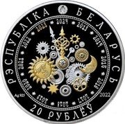 Belarus 20 Roubles (Year of the Rabbit) РЭСПУБЛІКА БЕЛАРУСЬ 20 РУБЛЁЎ 2013 2014 2015 2016 2017 2018 2019 2020 2021 2022 2023 2024 AG 925 2022 coin obverse