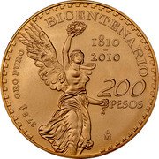 Mexico 200 Pesos Mexico Independence 200th Anniversary 2010 Mo KM# 932 37.5 G ORO PURO BICENTENARIO 200 PESOS 1810 2010 MO coin reverse Mexico 200 Pesos Mexico Independence 200th Anniversary 2010 Mo KM# 932 37.5 G ORO PURO BICENTENARIO 200 PESOS 1810 2010 MO coin reverse