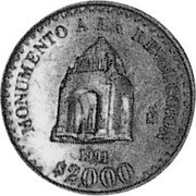 Mexico 2000 Pesos (Revolution Monument.) KM# Pn250 MONUMENTO A LA REVOLUTION OM 1991 $ 2000 coin reverse Mexico 2000 Pesos (Revolution Monument.) KM# Pn250 MONUMENTO A LA REVOLUTION OM 1991 $ 2000 coin reverse