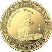 Australia 25 Dollars 170th Anniversary Port Phillip Gold Patterns. 1/4 Sovereign 2023  Proof PORT PHILLIP AUSTRALIA 1/4 OZ .9999 AU 1/4 1853 - 2023 coin reverse