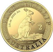 Australia 25 Dollars 170th Anniversary Port Phillip Gold Patterns. 2 Sovereigns 2023  Proof PORT PHILLIP AUSTRALIA 1/4 OZ .9999 AU 2 1853 - 2023 coin reverse