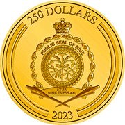 Niue 250 Dollars Black Panther 2023 Proof 250 DOLLARS PUBLIC SEAL OF NIUE ATUA NIUE TUKULAGI 2023 coin obverse Niue 250 Dollars Black Panther 2023 Proof 250 DOLLARS PUBLIC SEAL OF NIUE ATUA NIUE TUKULAGI 2023 coin obverse