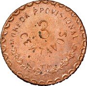Mexico 3 Centavos Oaxaca 1915 KM# 713.3 MONEDA PROVISIONAL 3 CEИTAVOS TM coin reverse Mexico 3 Centavos Oaxaca 1915 KM# 713.3 MONEDA PROVISIONAL 3 CEИTAVOS TM coin reverse