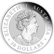 Australia 30 Dollars (Elizabeth II 6th Portrait - Australian Kookaburra) ELIZABETH II AUSTRALIA 30 DOLLARS JC coin obverse Australia 30 Dollars (Elizabeth II 6th Portrait - Australian Kookaburra) ELIZABETH II AUSTRALIA 30 DOLLARS JC coin obverse