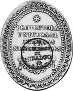 Mexico 4 Reales Hidalgo Fantasy Coinage (ca.1810) X# 2 N.S.D. S.JUAN D LOS LAGOS PROTECTORA UNIUERSAL... coin obverse